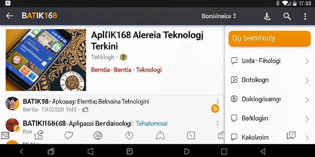 Tampilan antarmuka aplikasi BATIK168 yang menarik dan fungsional.