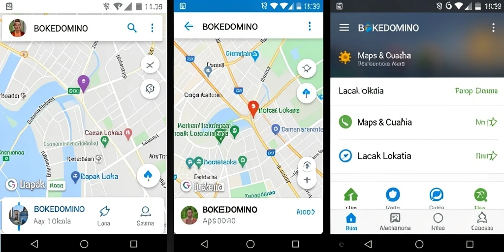 Antarmuka aplikasi BOKEDOMINO menampilkan peta lokasi real-time.