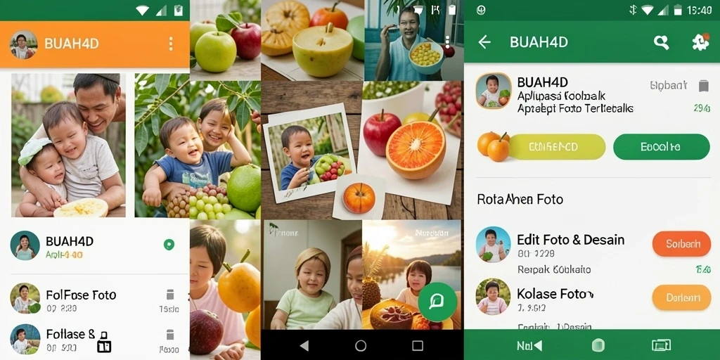 Tampilan antarmuka pengguna BUAH4D saat membuat kolase foto.