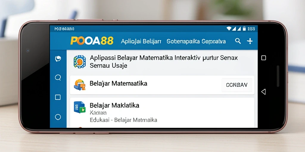 Tampilan antarmuka POA88 untuk belajar matematika yang interaktif.