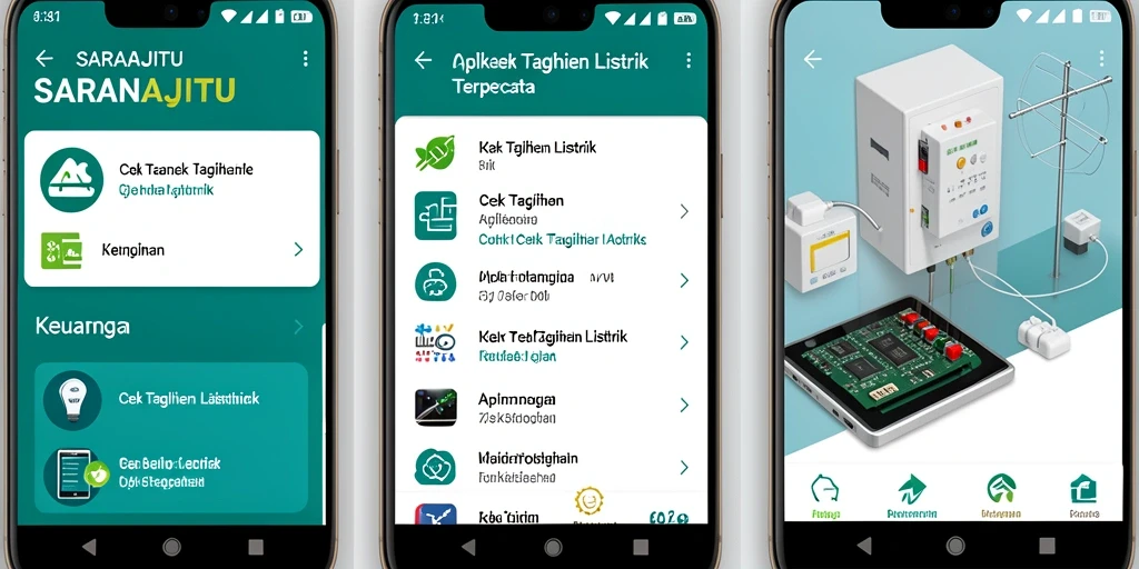 Tampilan utama antarmuka aplikasi SARANAJITU untuk cek tagihan listrik.