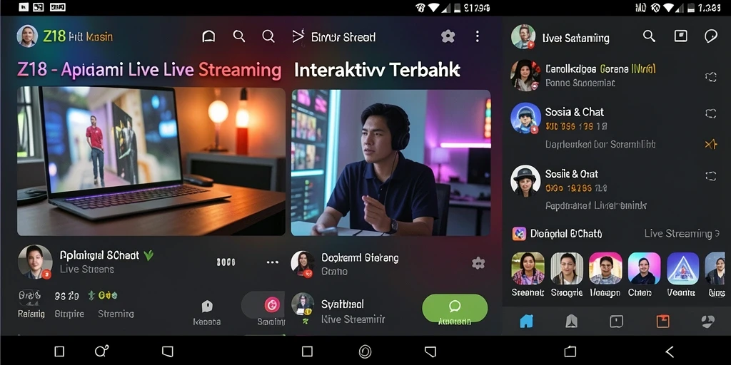 Antarmuka Z18 menampilkan berbagai fitur Live Streaming yang menarik.